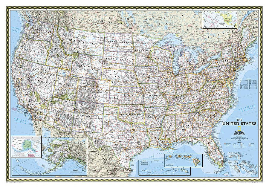 Carte murale (en anglais) - USA politique, format standard | National Geographic carte murale petit tube National Geographic Papier 