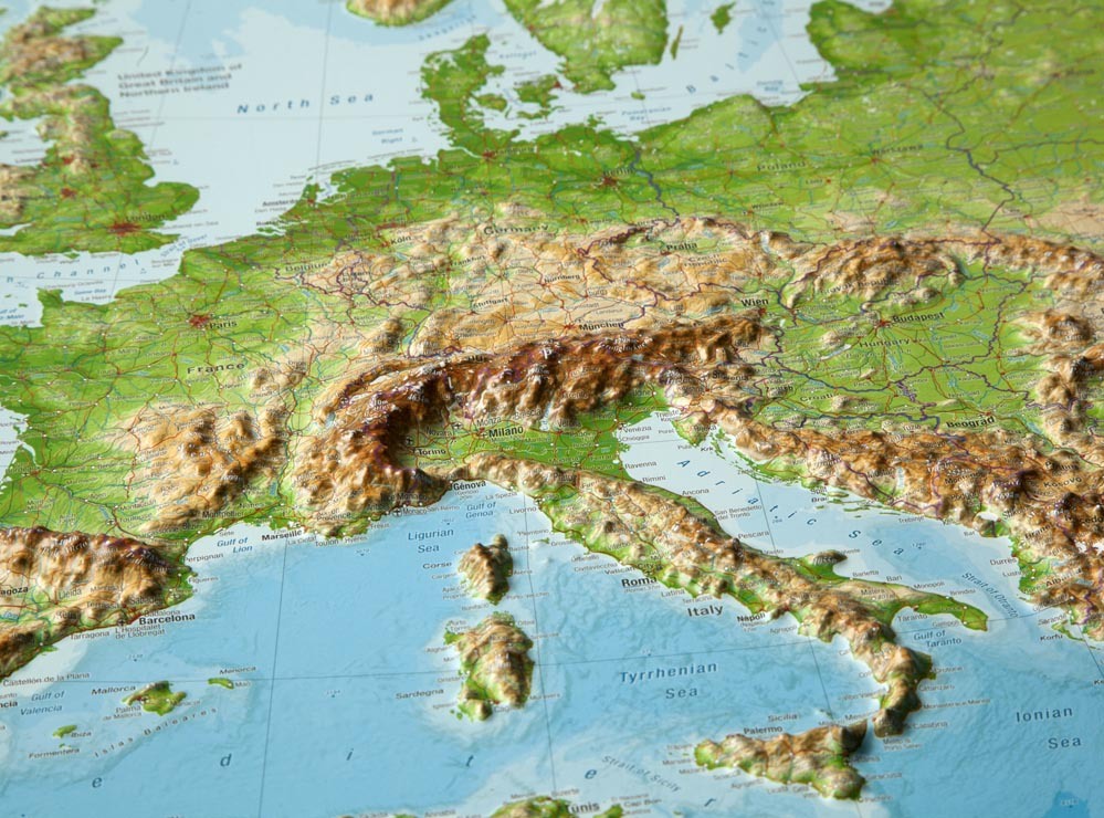 Carte murale en relief - Europe (en anglais) - 77 x 57 cm | Georelief carte relief Georelief 
