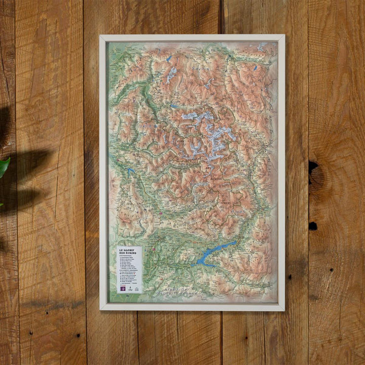Carte murale en relief - Le Parc National des Ecrins - 41 cm x 61 cm | 3D Map carte relief 3D Map 