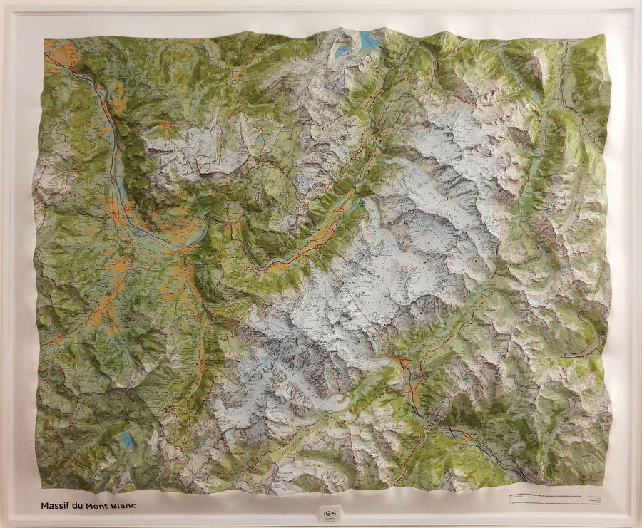 Carte murale en relief - Massif du Mont Blanc | IGN carte relief grande dimension IGN 