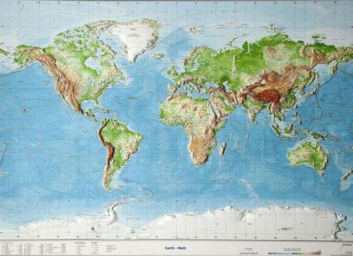 Carte murale en relief - Monde (en anglais) | Georelief carte relief Georelief Sans cadre 