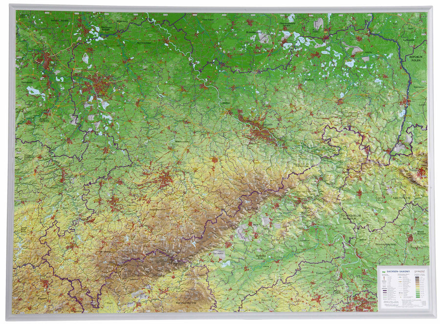 Carte murale en relief - Saxe (en anglais) | Georelief carte relief Georelief 