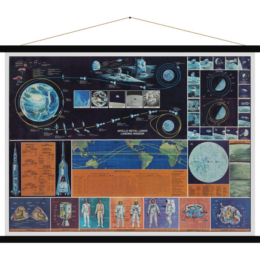 Carte murale - Mission Apollo (style vintage) | Blue Shaker carte murale grand tube Blue Shaker 