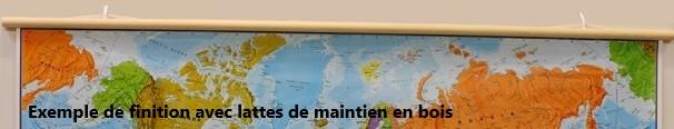 Carte murale plastifiée (en anglais) - Monde physique - 136 x 84 cm, avec lattes de maintien en bois | Maps International carte murale grand tube Maps International 