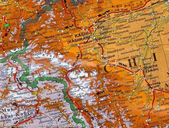 Carte murale plastifiée - Route de la Soie (géographique) | Gizi Map carte murale grand tube Gizi Map 