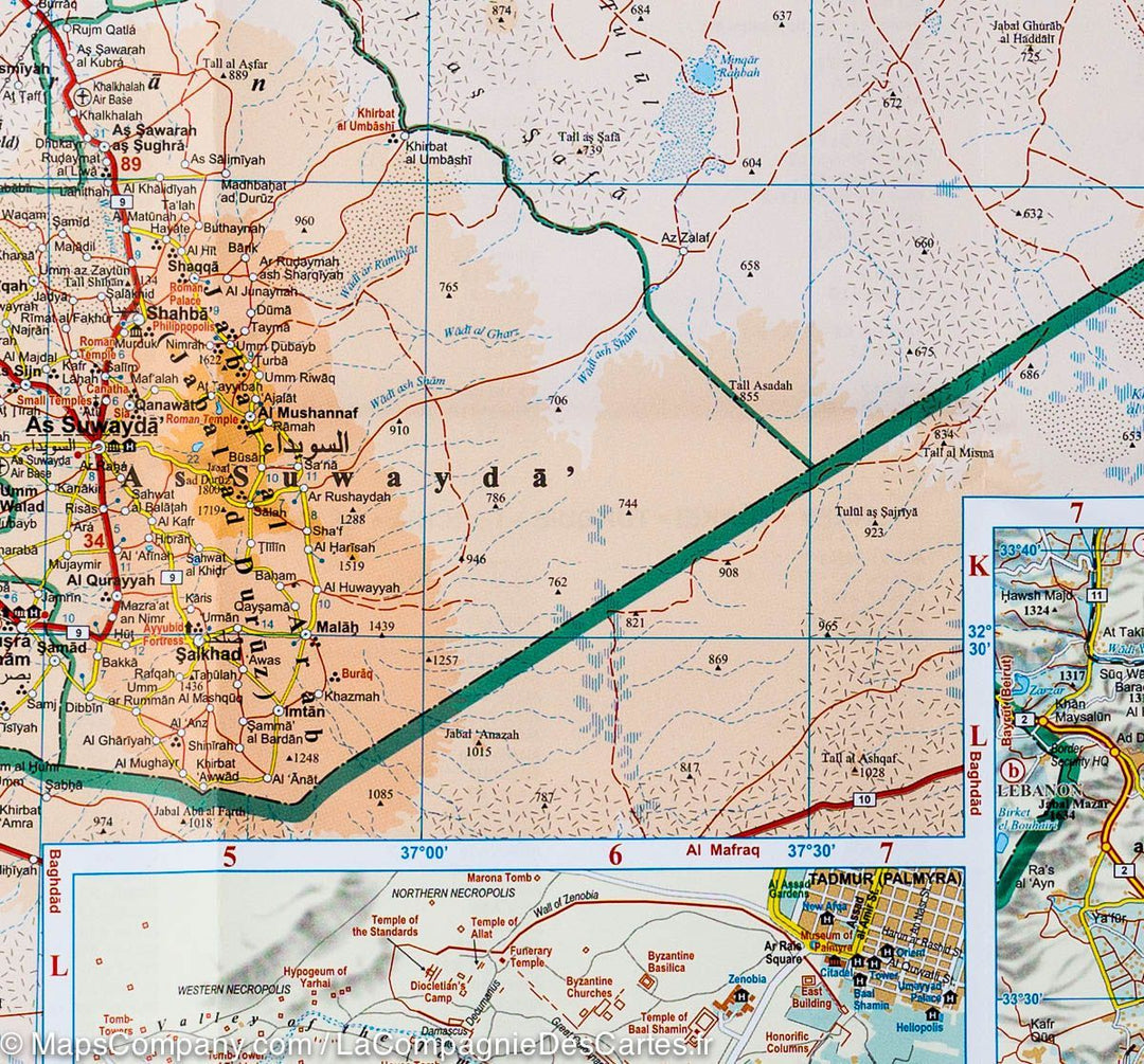 Carte murale plastifiée - Syrie & Liban (géographique) | Gizi Map carte murale petit tube Gizi Map 