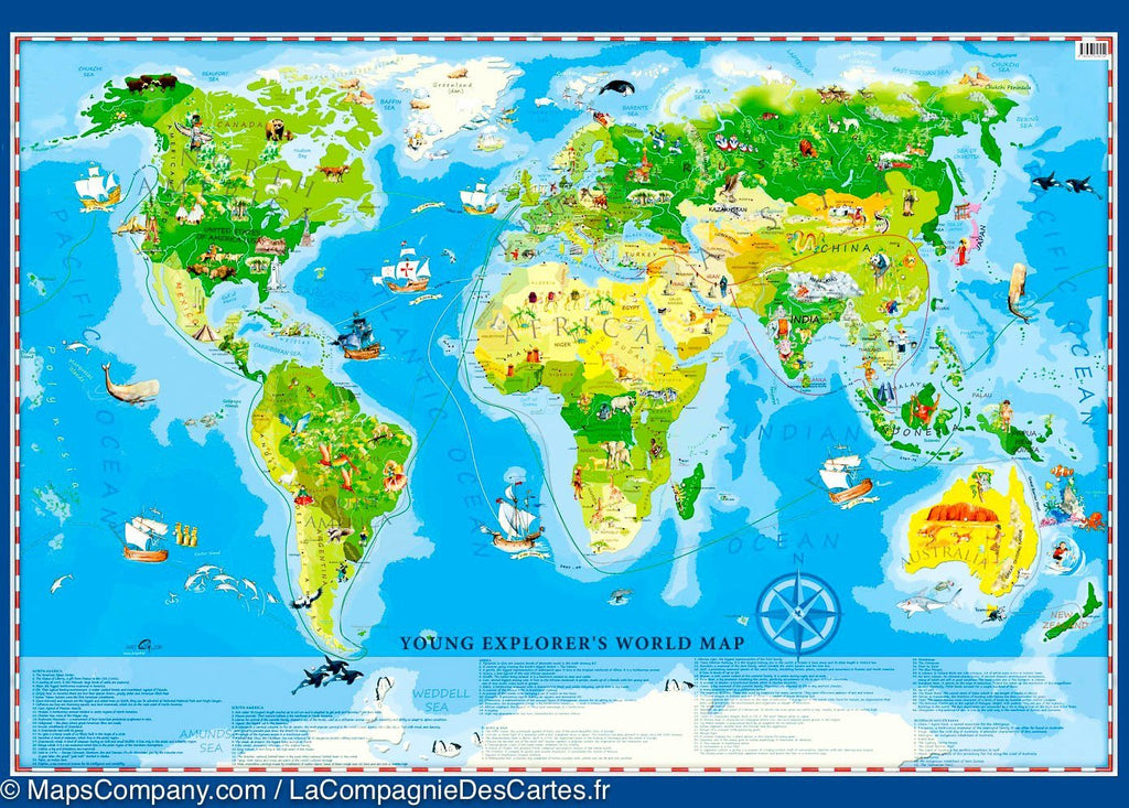 Carte du monde pour enfants plastifiée Carte du monde