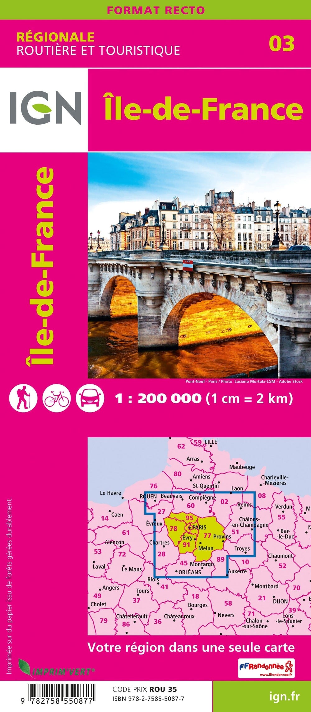 Carte régionale n° 3 : Ile de France | IGN carte pliée IGN 