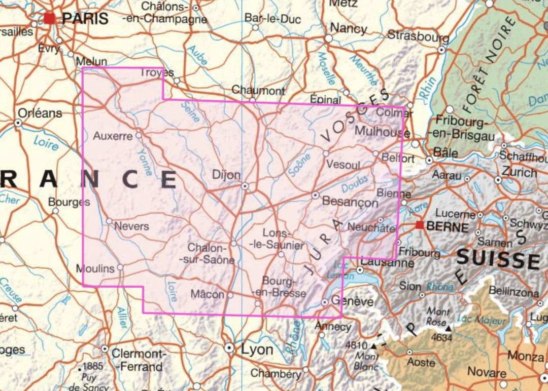 Carte régionale n° 9 : Bourgogne - Franche Comté | IGN - La Compagnie des Cartes
