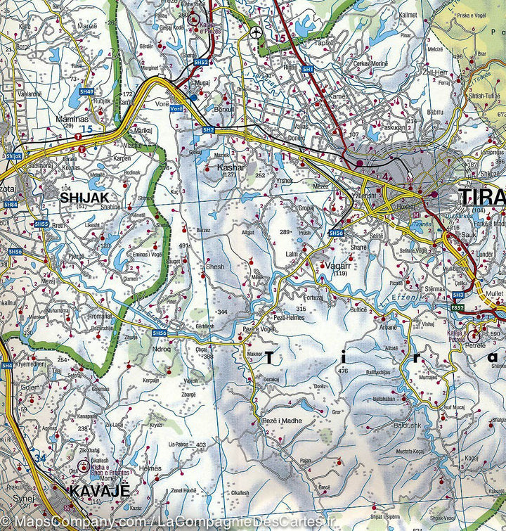 Carte détaillée de l'Albanie | Freytag &amp; Berndt - La Compagnie des Cartes