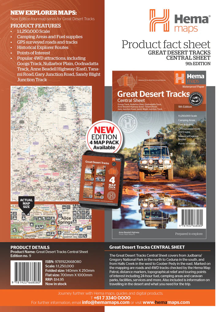 Carte routière - Australie, Great Desert Tracks Central | Hema Maps carte pliée Hema Maps 
