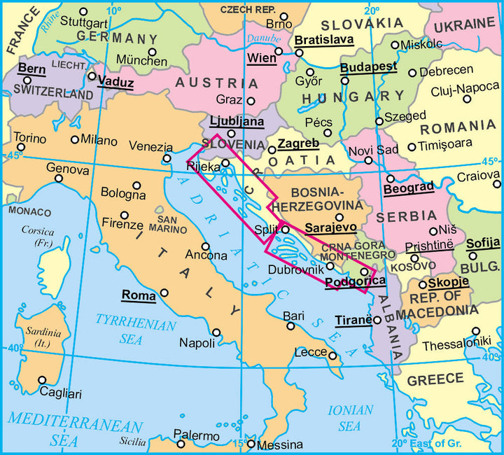 Carte routière - Dalmatie & Istrie (Croatie, Monténégro, Slovénie) | Gizi Map carte pliée Gizi Map 