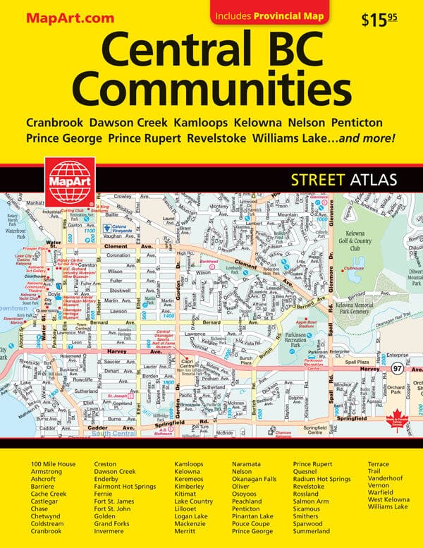Okanagan Communities Road Map | MapArt carte pliée 