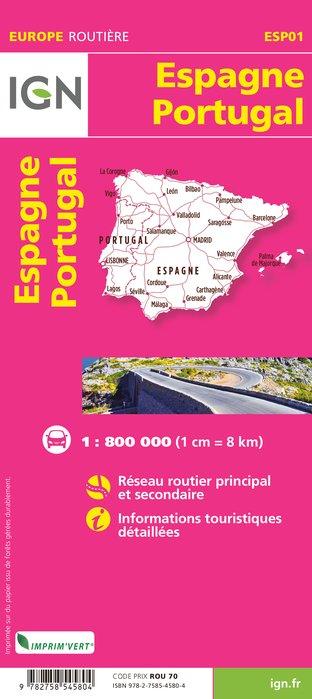Carte routière - Espagne et Portugal | IGN carte pliée IGN 
