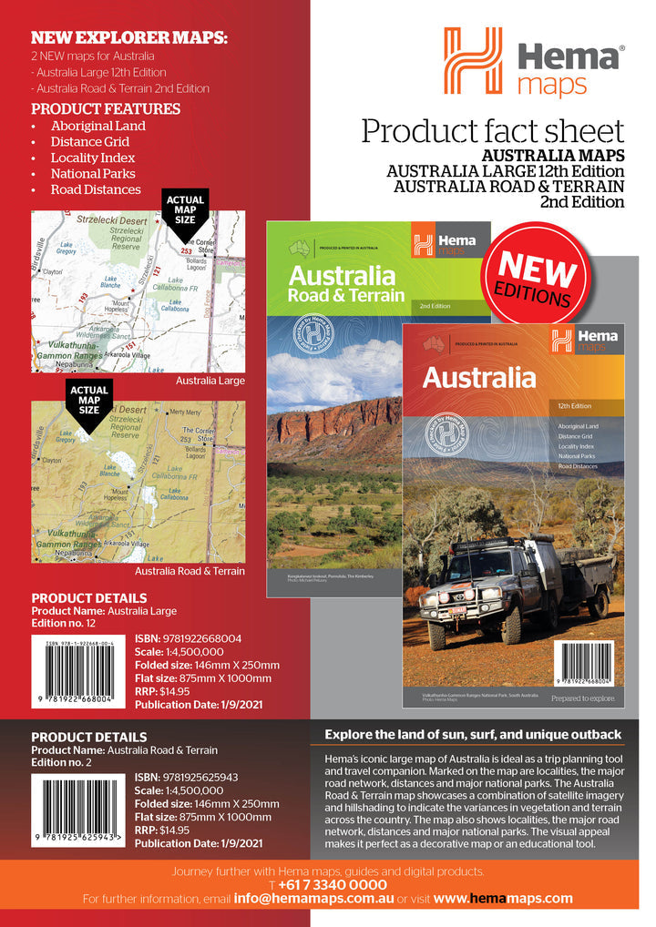 Carte routière et tout-terrain - Australie | Hema Maps carte pliée Hema Maps 