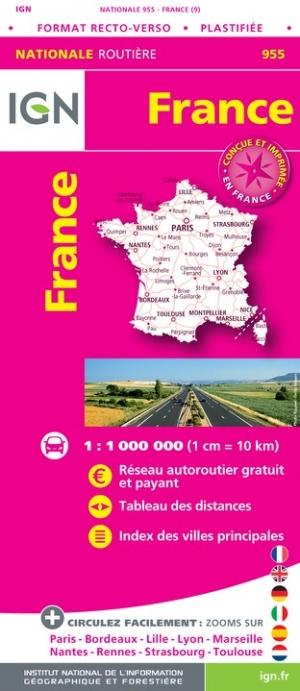 Carte routière - France (plastifiée, recto-verso) | IGN carte pliée IGN 