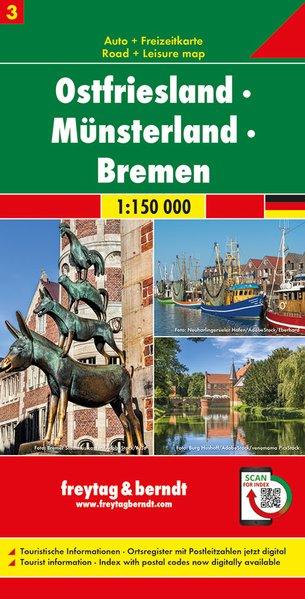 Carte routière - Frise Orientale, Münsterland, Brême (Allemagne), n° 3 | Freytag & Berndt - 1/150 000 carte pliée Freytag & Berndt 