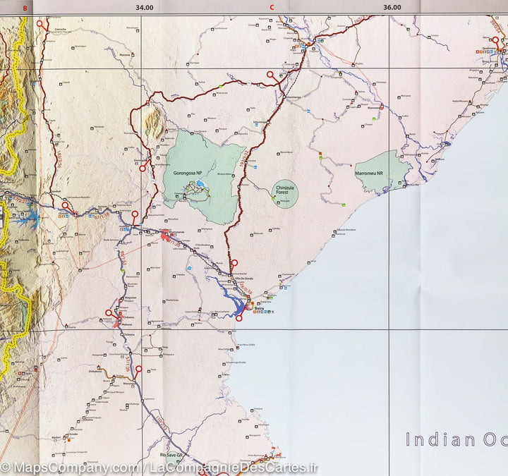 Carte routière - Mozambique et Malawi | Tracks4Africa carte pliée Tracks4Africa 