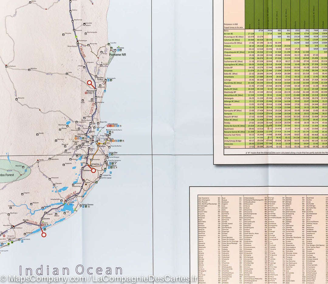 Carte routière - Mozambique et Malawi | Tracks4Africa carte pliée Tracks4Africa 