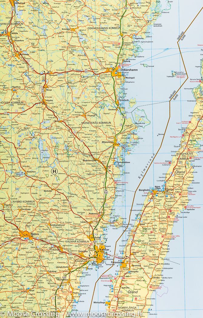 Carte routière #1 - Extrême sud de la Suède (Malmö, Växjö, Kalmar)  | Kümmerly   Frey - La Compagnie des Cartes