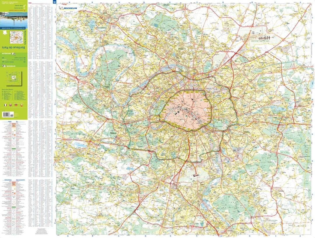 Carte routière n° 101 - Banlieue de Paris - VERSION MURALE ET PLASTIFIEE | Michelin carte murale grand tube Michelin 