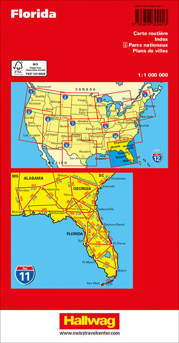 Carte routière n° 11 - Floride | Hallwag carte pliée Hallwag 