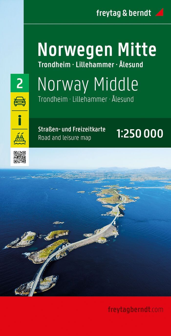 Carte routière n° 2 - Norvège Centrale (Trondheim, Lillehamer, Alesund) | Freytag & Berndt carte pliée Freytag & Berndt 
