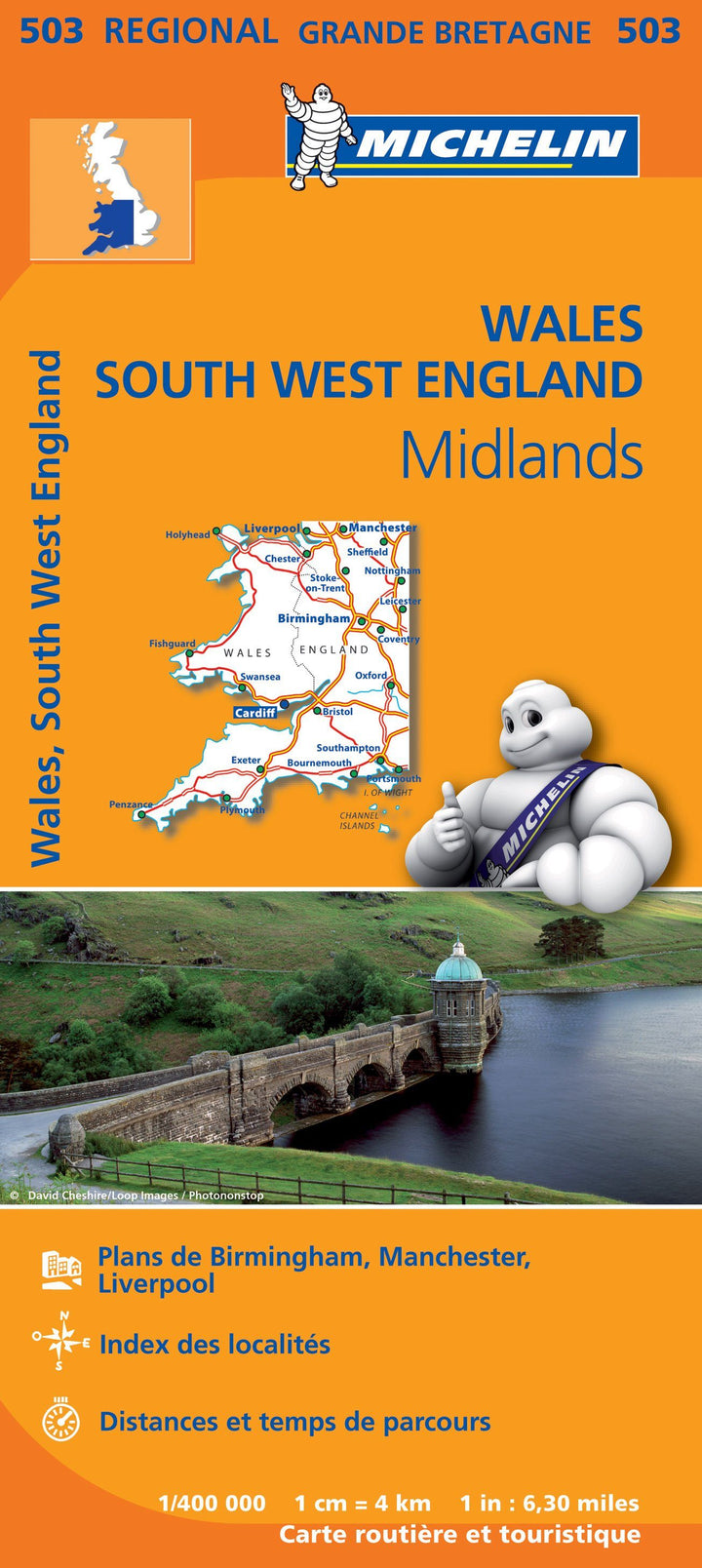 Carte routière n° 503 - Pays de Galles, Angleterre Sud-Ouest & Midlands | Michelin carte pliée Michelin 