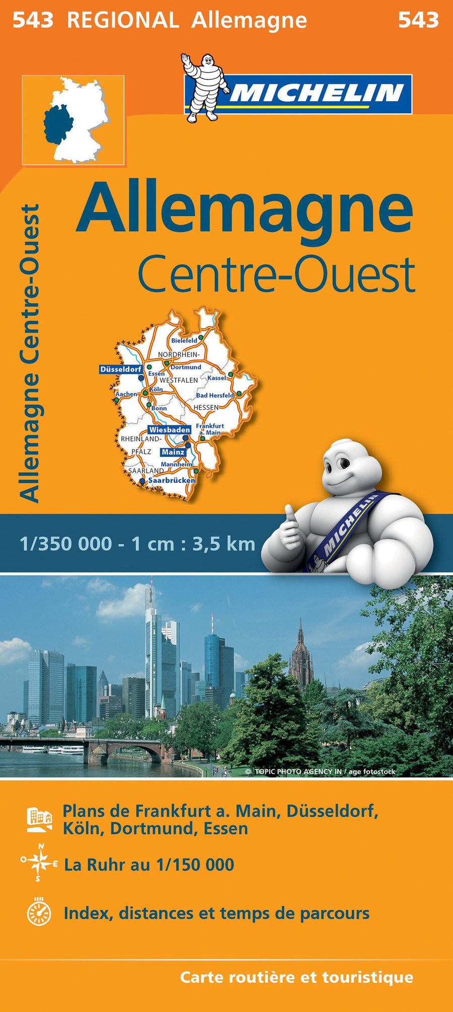 Carte routière n° 543 - Allemagne Centre-Ouest | Michelin carte pliée Michelin 