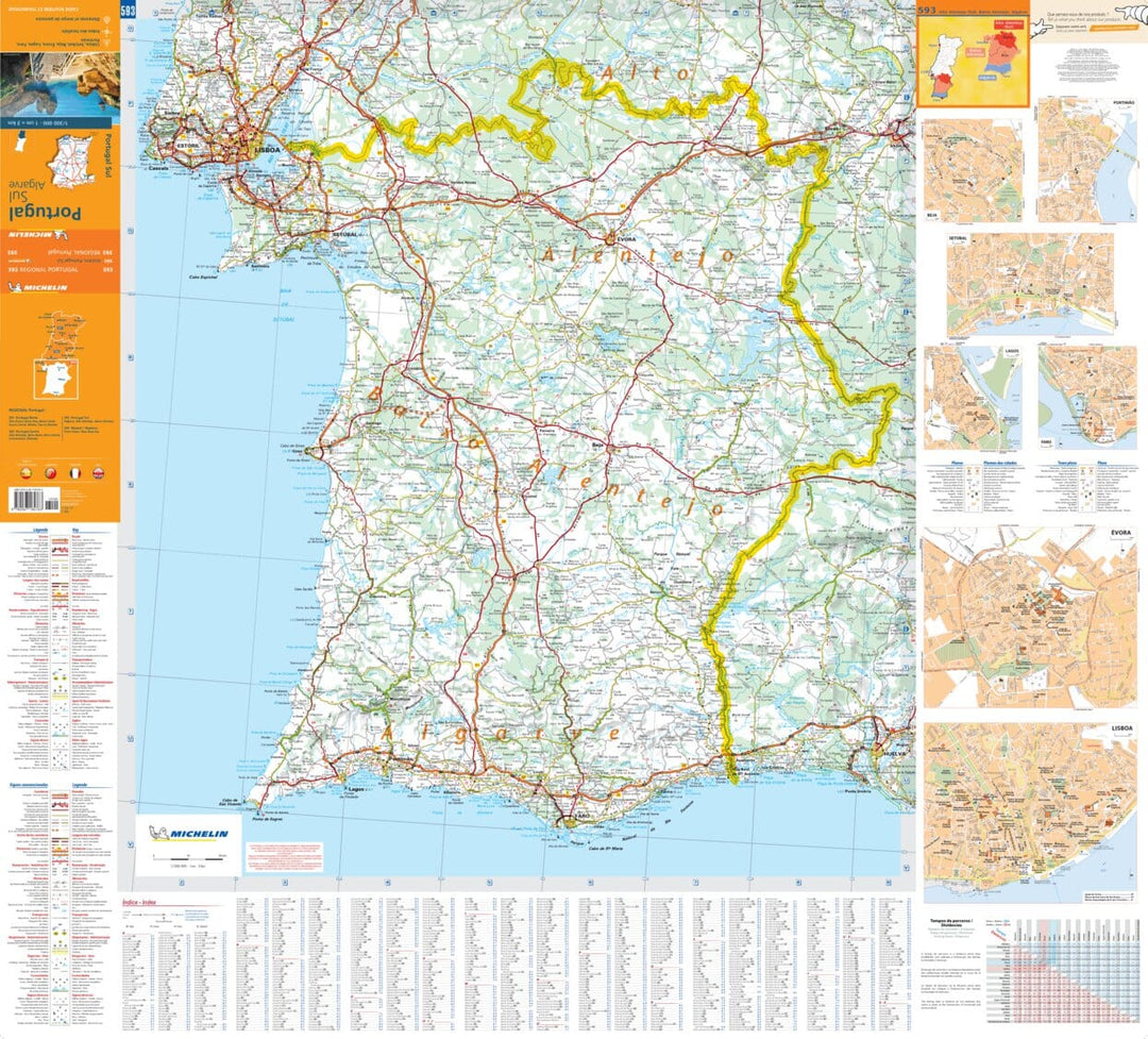 Carte routière n° 593 - Portugal Sud & Algarve | Michelin carte pliée Michelin 