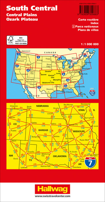 Carte routière n° 7 - USA Centre Sud | Hallwag carte pliée Hallwag 