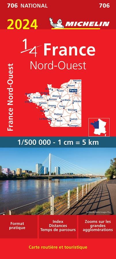 Carte routière n° 706 - France Nord-Ouest 2024 | Michelin carte pliée Michelin 