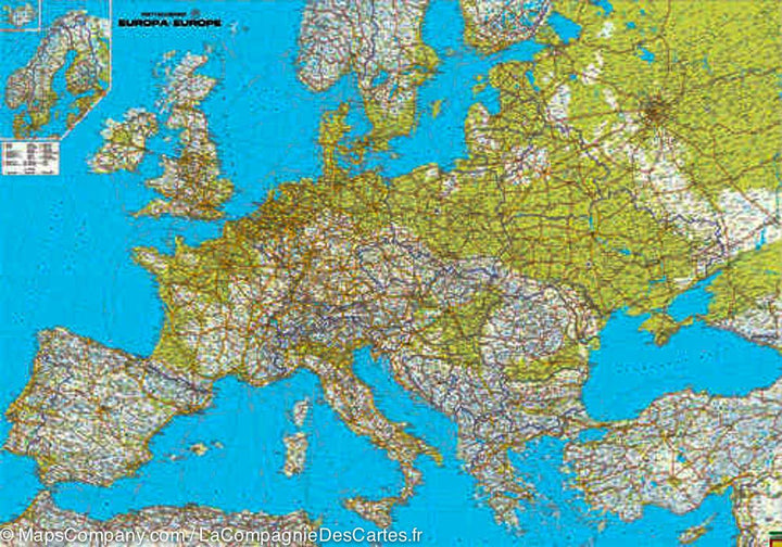 Carte routière &#038; physique &#8211; Europe | Freytag &#038; Berndt - La Compagnie des Cartes