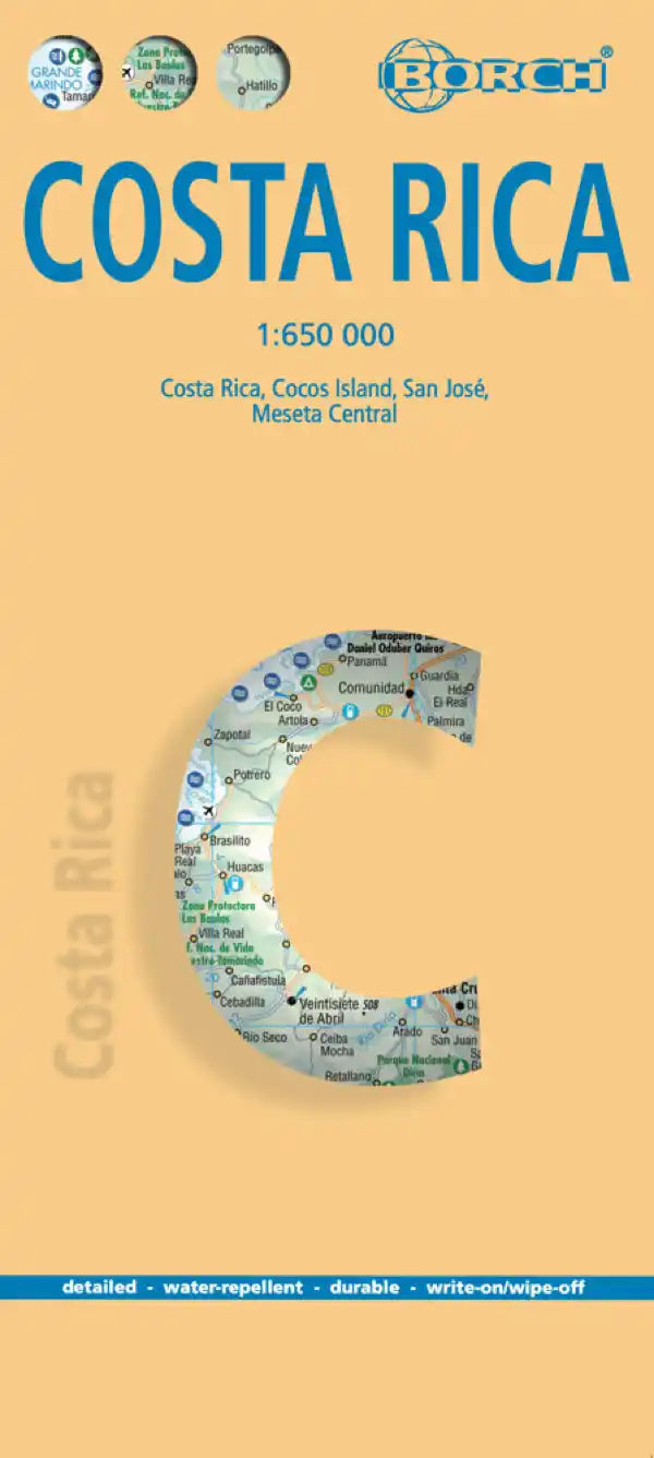 Carte routière plastifiée - Costa Rica | Borch Map carte pliée Borch Map 