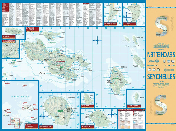 Carte routière plastifiée - Seychelles | Borch Map carte pliée Borch Map 