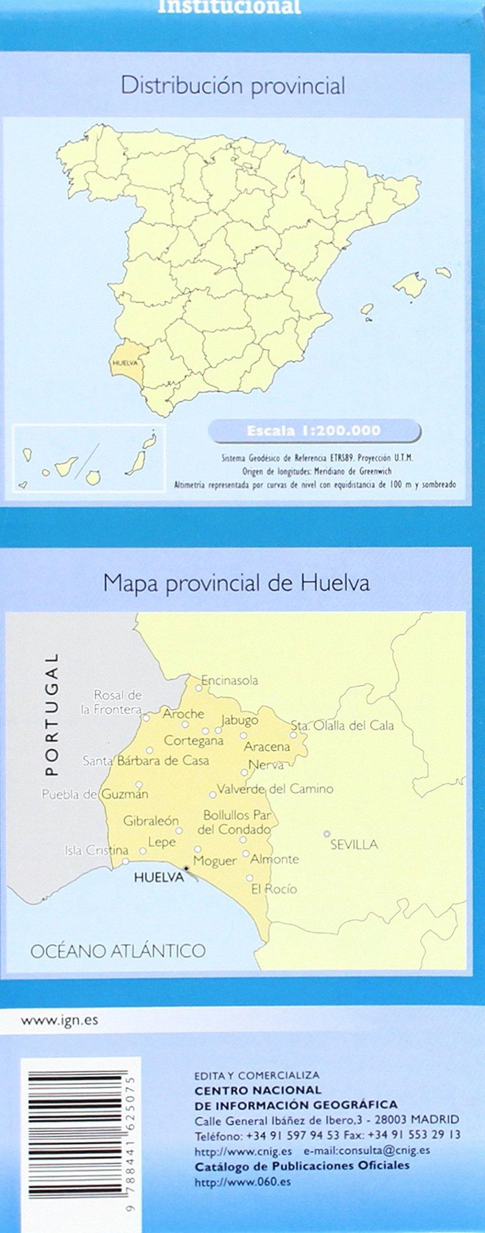 Carte routière provinciale - Huelva (Andalousie), n° 21 | CNIG carte pliée CNIG 