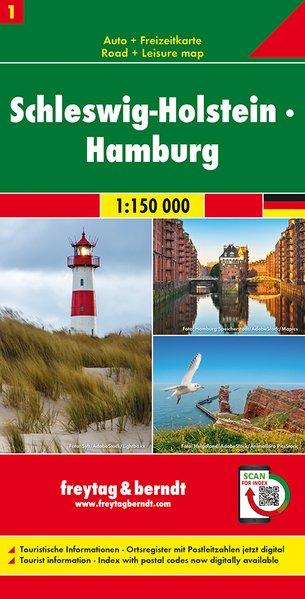 Carte routière - Schleswig-Holstein, Hambourg (Allemagne), n° 1 | Freytag & Berndt - 1/150 000 carte pliée Freytag & Berndt 