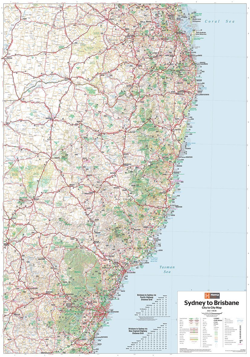 Carte routière - Sydney à Brisbane (Australie) | Hema Maps carte pliée Hema Maps 