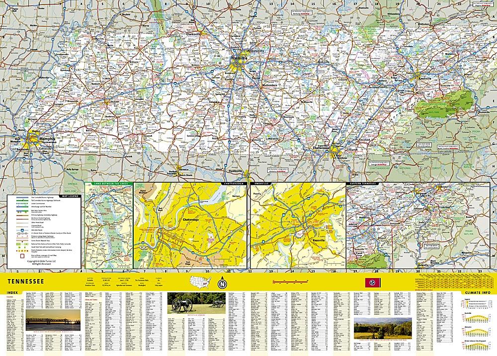 Carte routière - Tennessee | National Geographic carte pliée National Geographic 