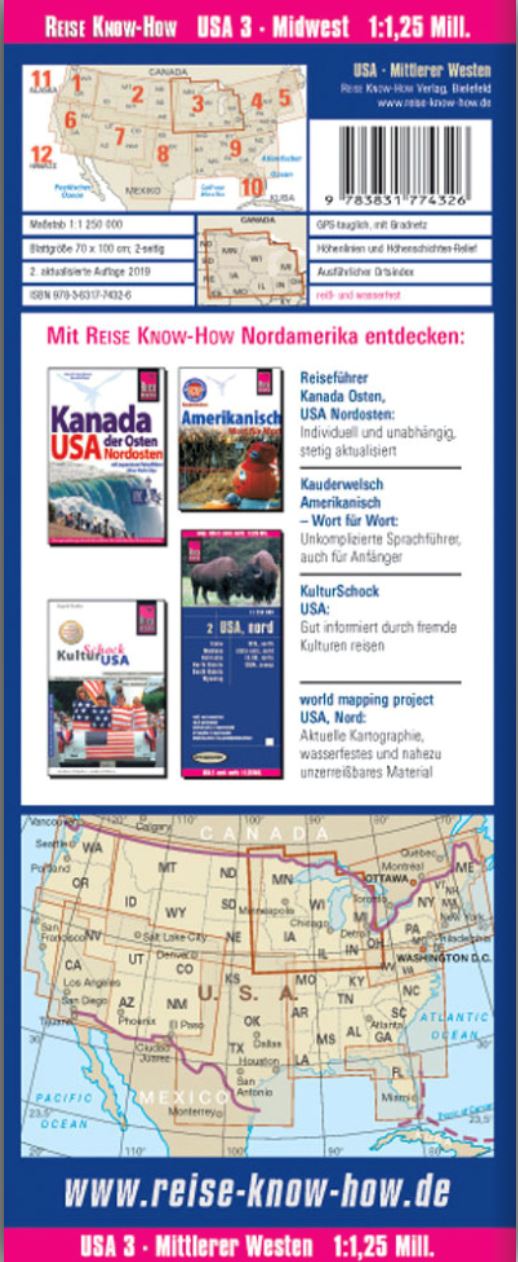 Carte routière USA n° 3 - Midwest | Reise Know How carte pliée Reise Know-How 