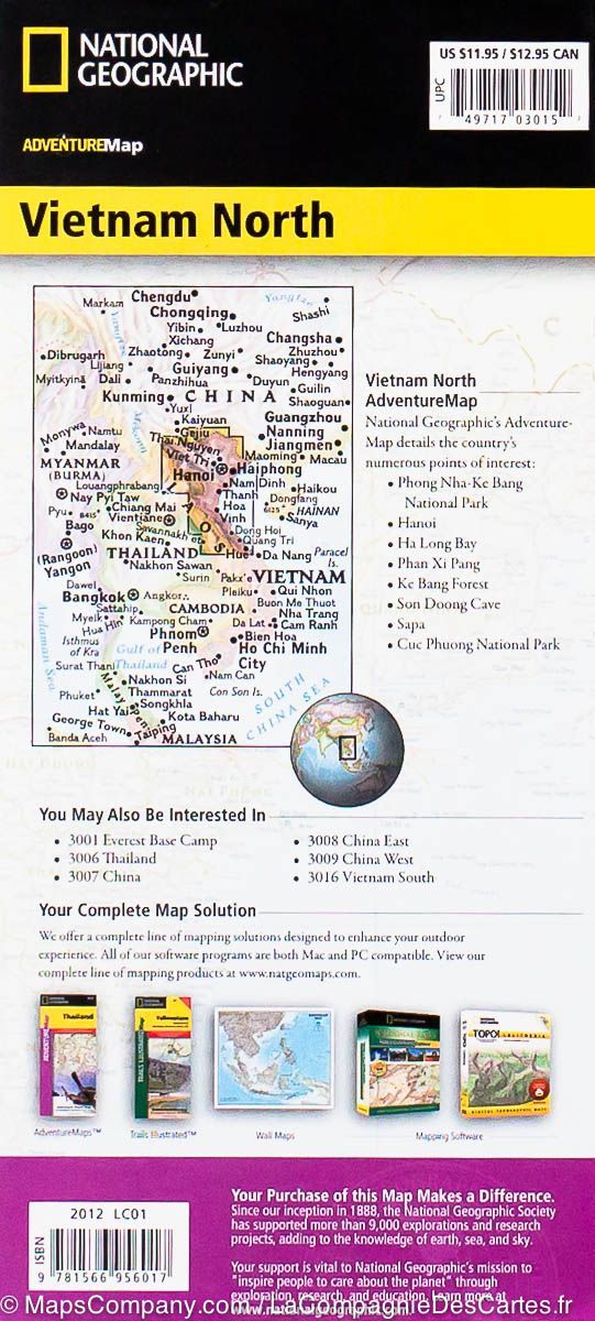 Carte routière - Vietnam Nord | National Geographic carte pliée National Geographic 