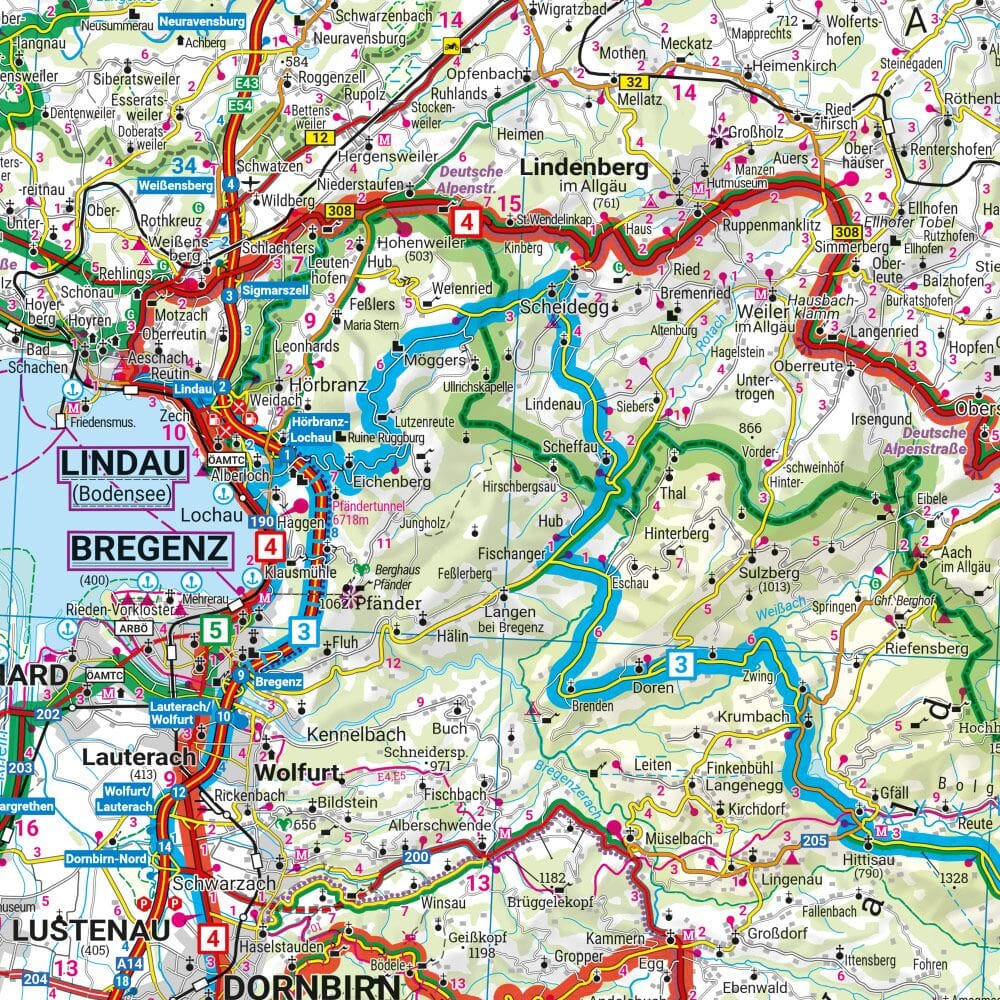 Carte spéciale moto - Lac de Constance, Allgäu, Suisse Est, Vorarlberg | Freytag & Berndt carte pliée Freytag & Berndt 