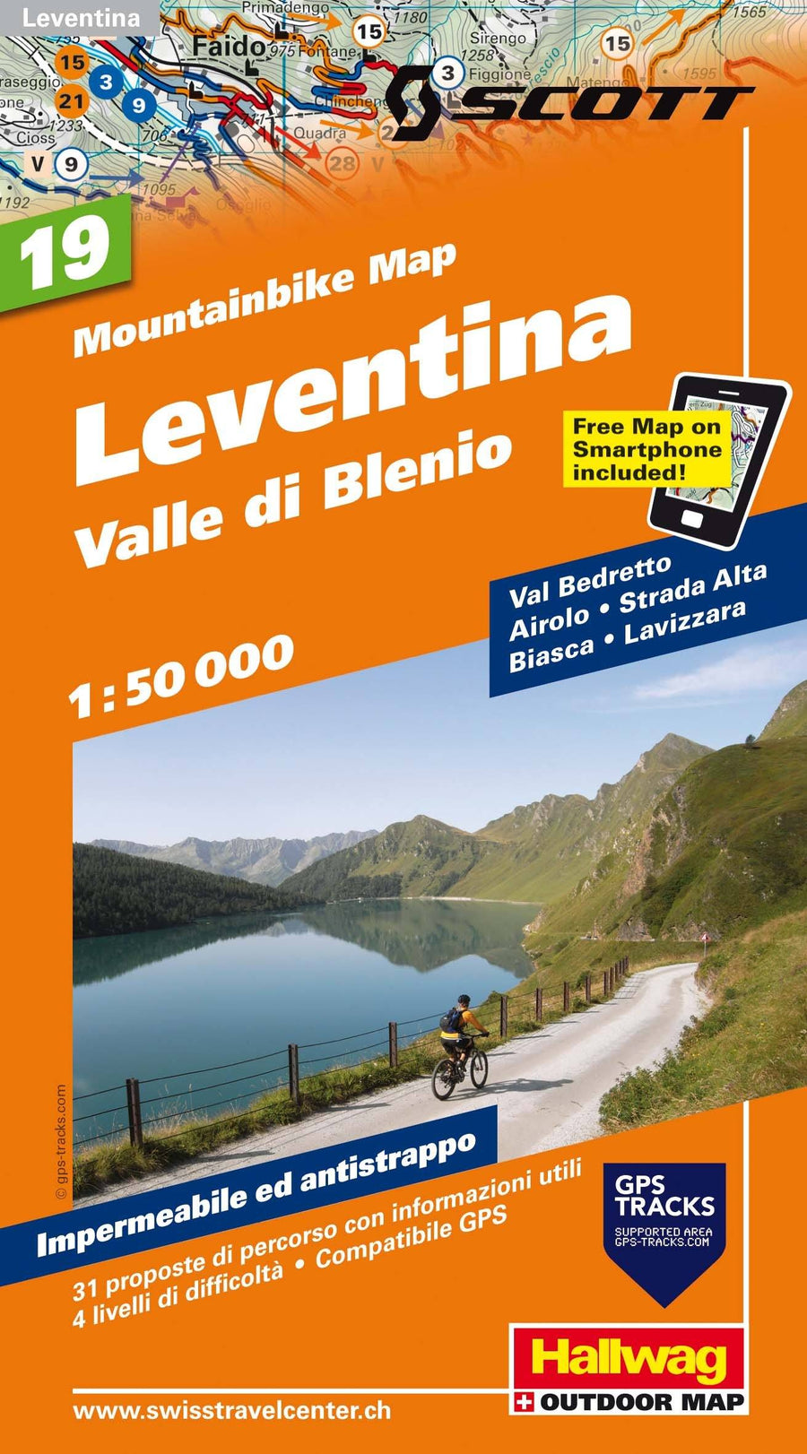 Carte spéciale VTT n° WKM.19 - Leventina, Valle die Blenio (Suisse) | Hallwag carte pliée Hallwag 