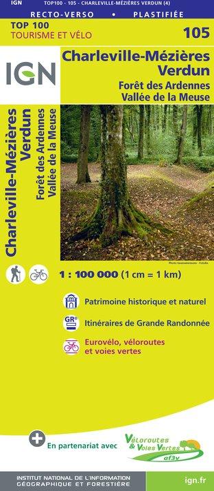 Carte TOP 100 n° 105 - Charleville-Mézières, Verdun | IGN carte pliée IGN 
