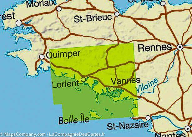 Carte TOP 100 n° 123 - Vannes, Lorient, Golfe du Morbihan & Belle-Ile | IGN carte pliée IGN 