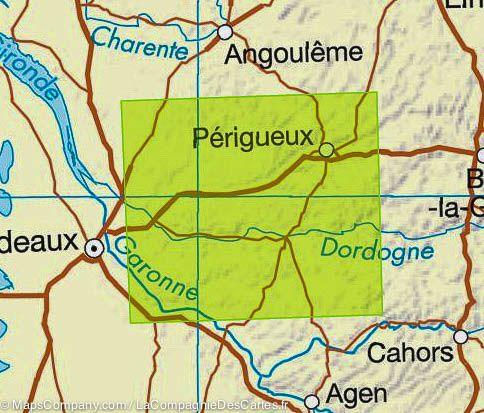 Carte IGN TOP 100 n° 153 - Périgueux, Bergerac &amp; Périgord - La Compagnie des Cartes