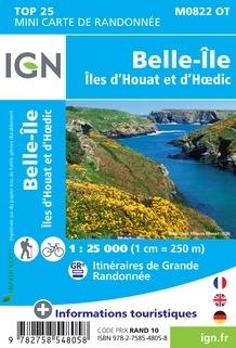 Carte Top 25 Mini n° M0822 OT - Belle-Ile, îles d'Houat et d'Hoedic | IGN carte pliée IGN 