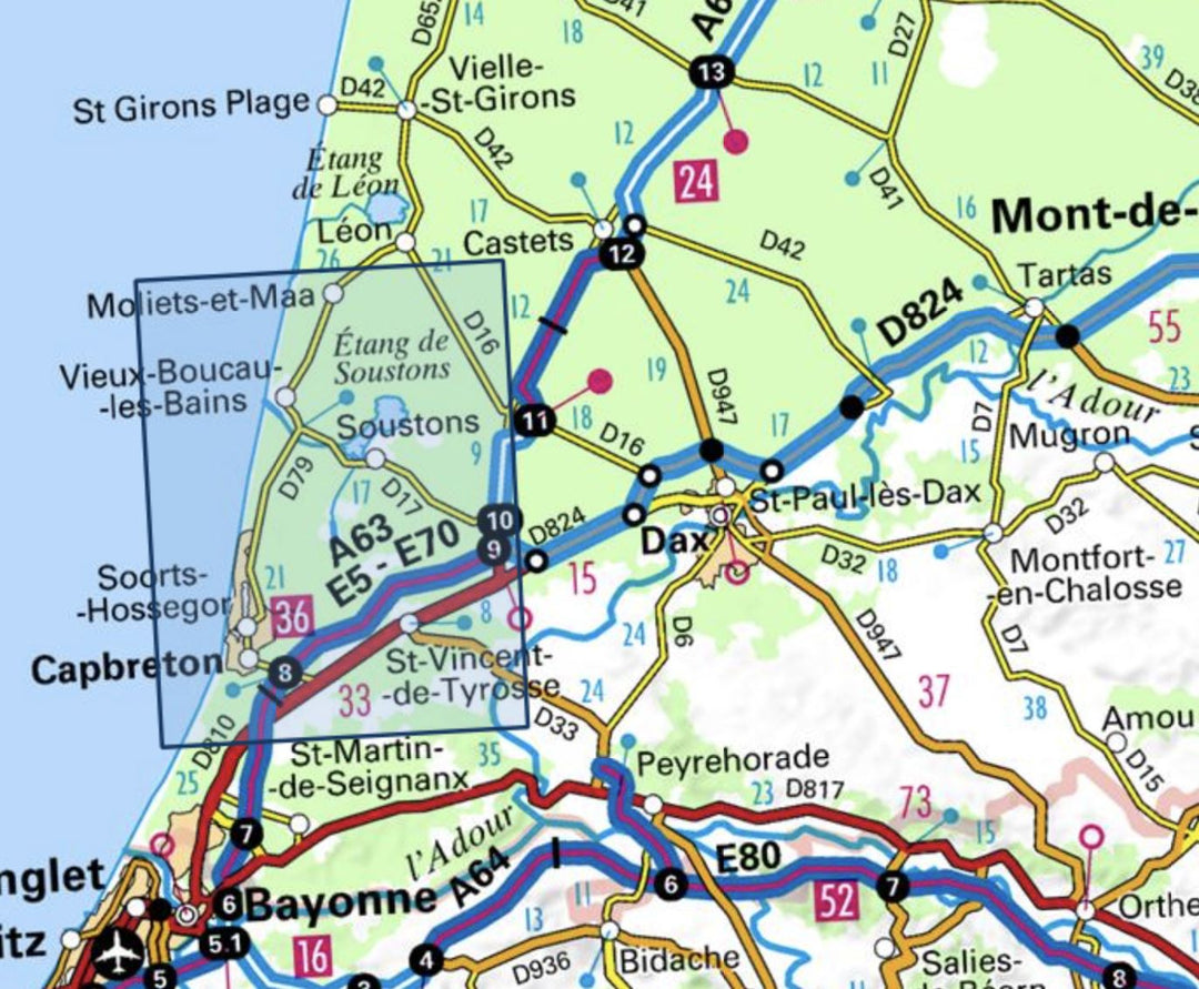 Carte TOP 25 n° 1343 OT - Capbreton, Vieux Boucau, Soustons | IGN carte pliée IGN 