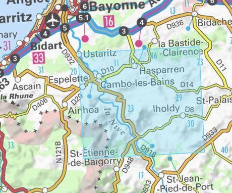 Carte IGN TOP 25 n° 1345 OT - Cambo-les-bains &amp; Hasparren (Pyrénées) - La Compagnie des Cartes