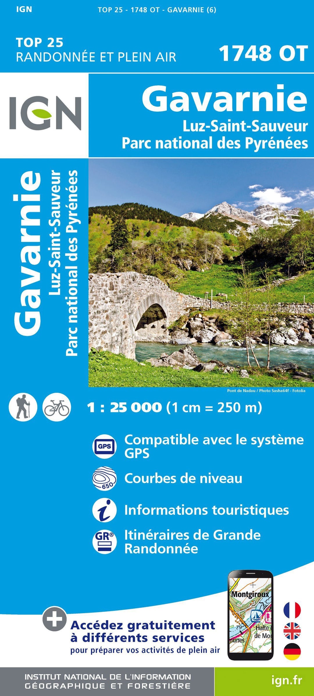 Carte TOP 25 n° 1748 OT - Gavarnie & Luz St Sauveur (Pyrénées) IGN carte pliée IGN 